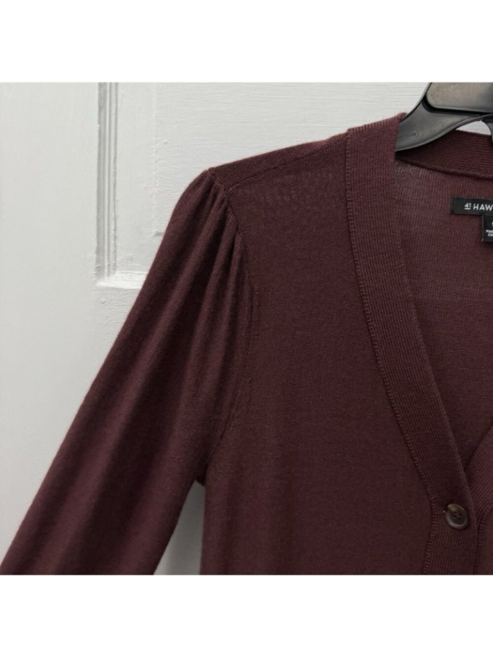 41 Hawthorn Merino Wool Cardigan Womens S Burgundy 3/4 Sleeve Button Front - Picture 3 of 8